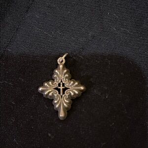Ornate Sterling Silver Cross Pendant Necklace Charm